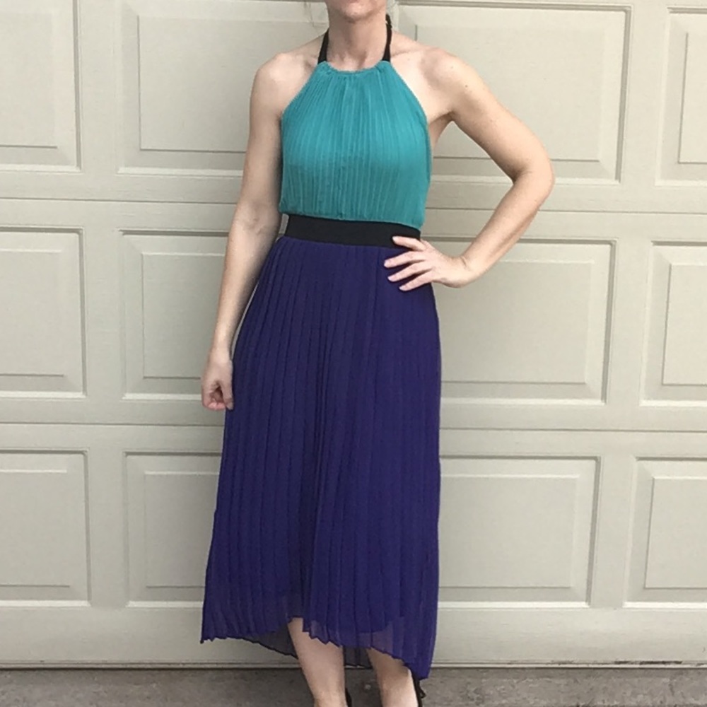 MARINEBLU colorblocked hi lo maxi dress S (G2)